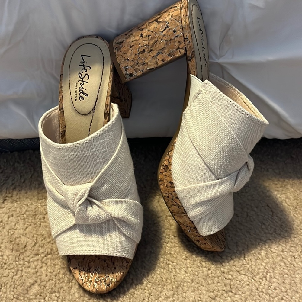 Canvas wedge heel sandal